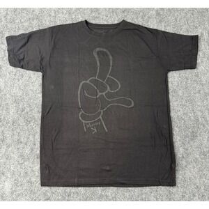 Vintage Jordan Craig Black Graphic T Shirt Mens XL Grey Finger Hand Print Cotton